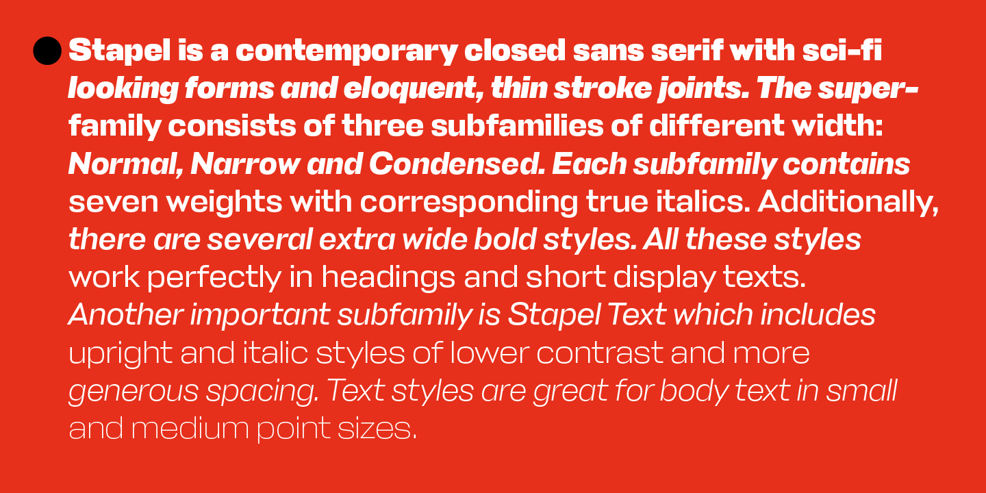 Пример шрифта Stapel Condensed Extra Bold Italic